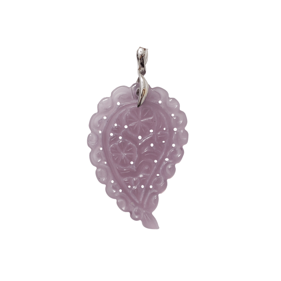 TAMARA COMOLLI-Medium Lavender Chalcedony Carved India Pendant-WHITE GOLD