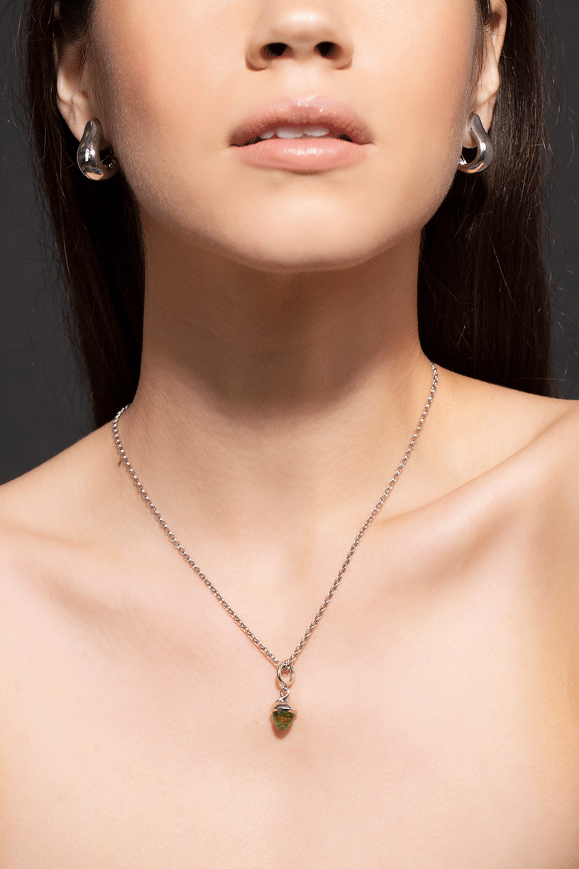 TAMARA COMOLLI-Peridot Flamenco Pendant-WHITE GOLD