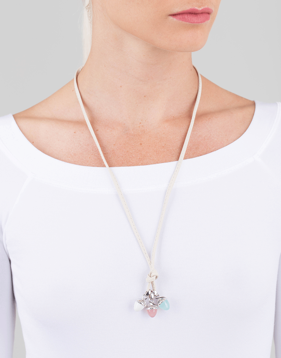 TAMARA COMOLLI-Pink Chalcedony Fairy Mikado Pendant-WHITE GOLD