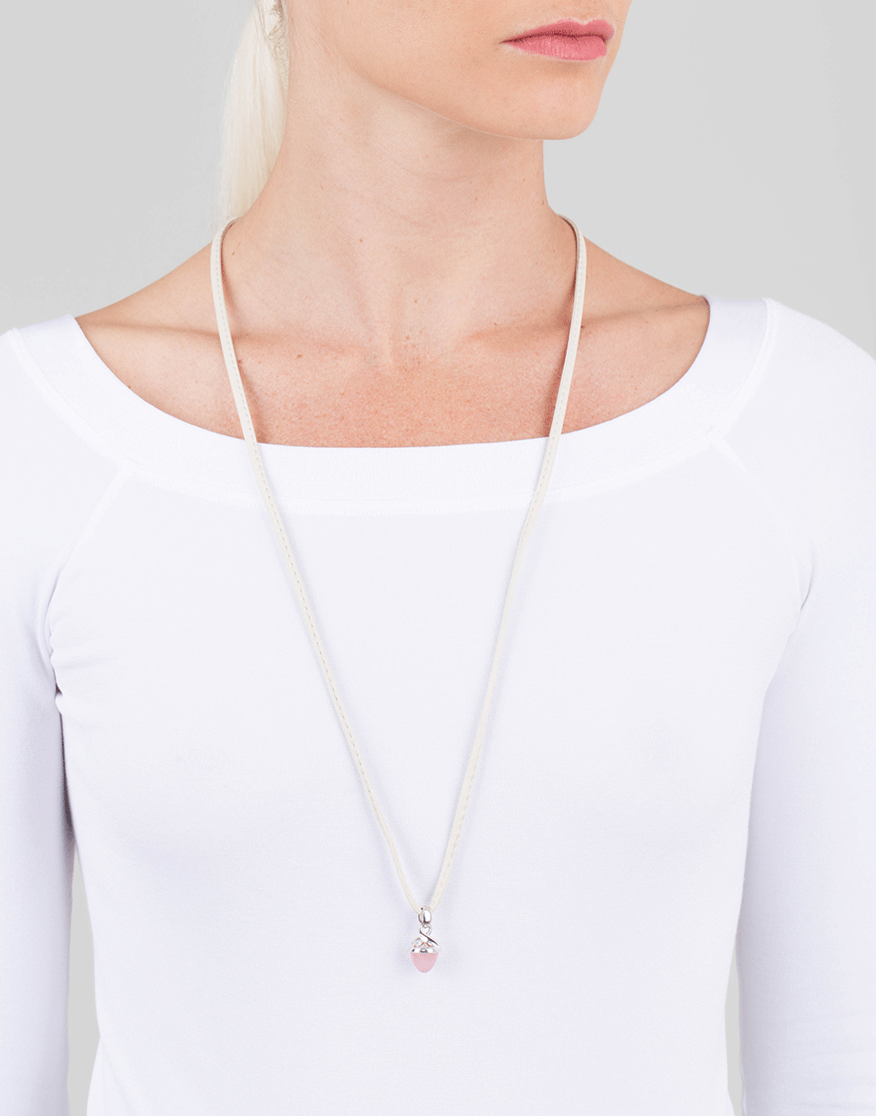 TAMARA COMOLLI-Pink Chalcedony Fairy Mikado Pendant-WHITE GOLD