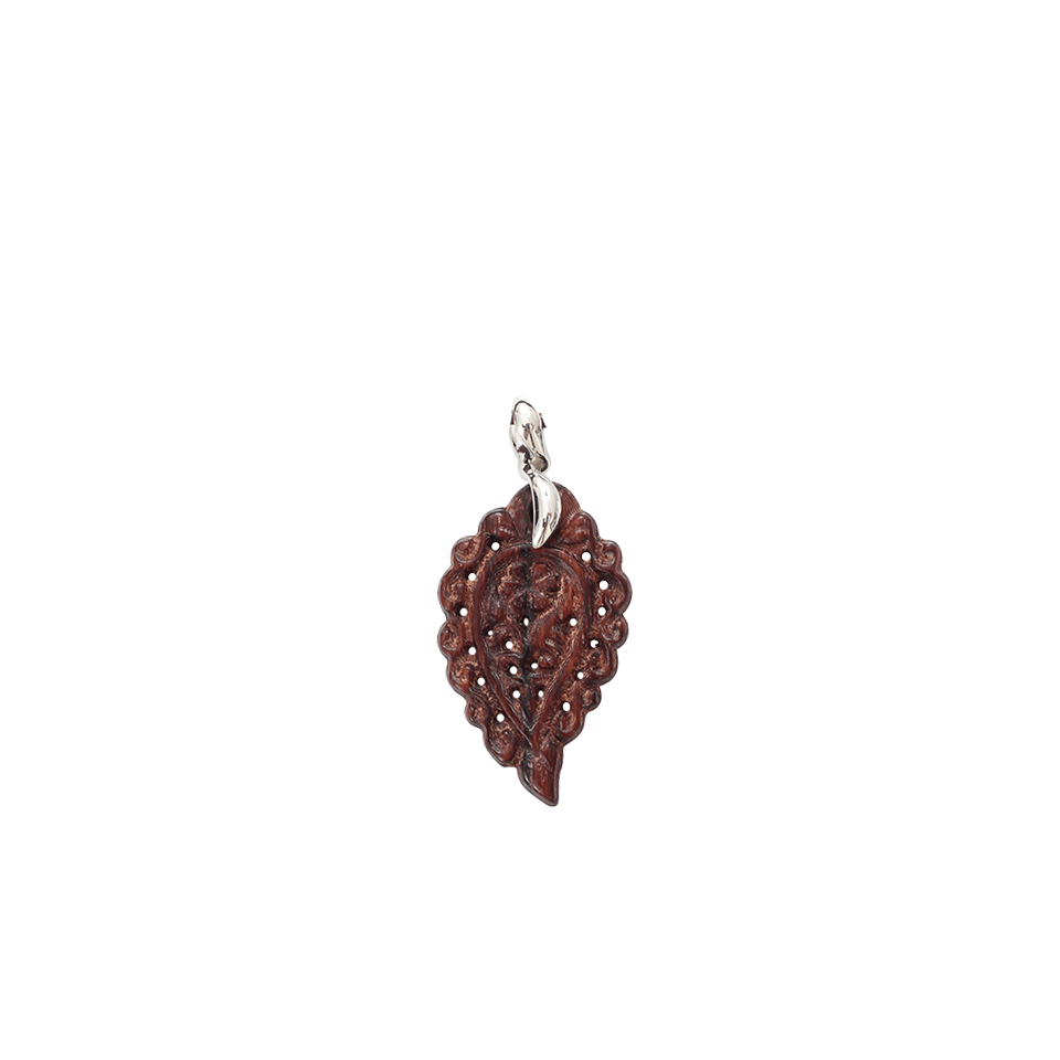 TAMARA COMOLLI-Small Bubinga Wood Carved India Pendant-WHITE GOLD