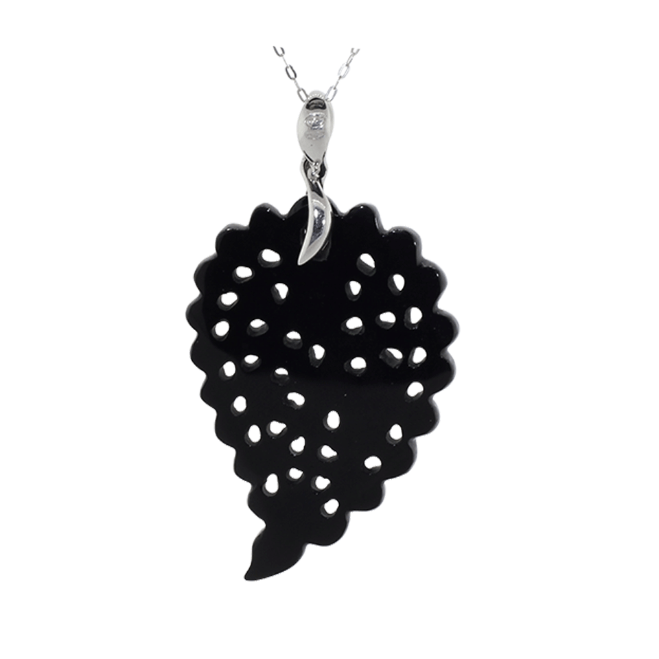 TAMARA COMOLLI-Small Carved Black Onyx India Pendant-WHITE GOLD