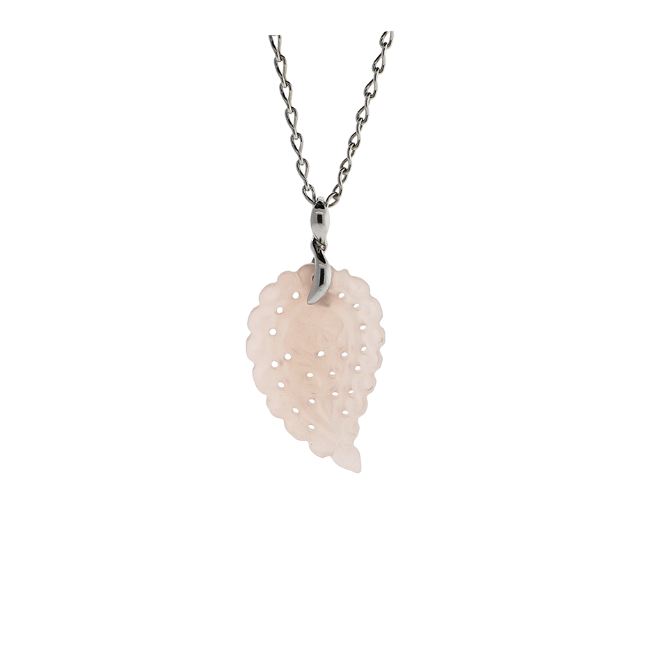 TAMARA COMOLLI-Small Carved Rose Chalcedony India Pendant-WHITE GOLD