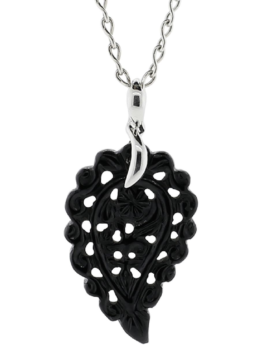 TAMARA COMOLLI-Small Onyx India Pendant-WHITE GOLD