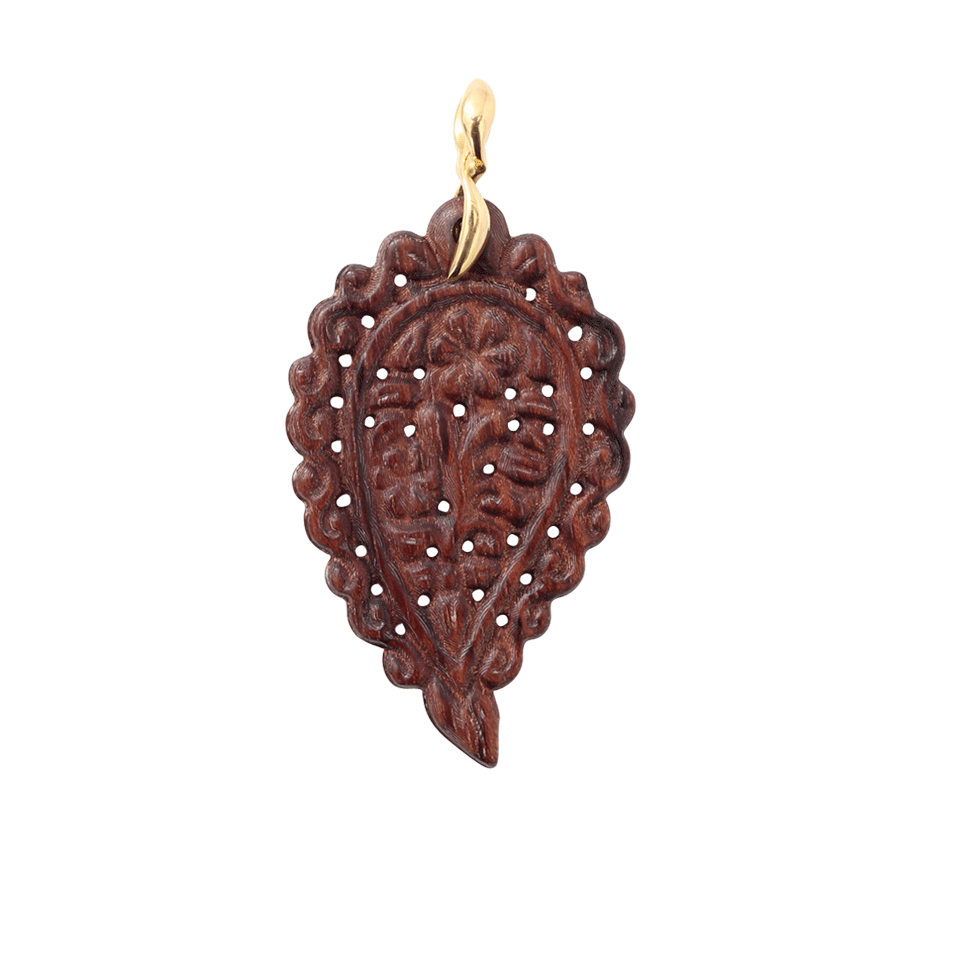 TAMARA COMOLLI-Large Bubinga Wood Carved India Pendant-YELLOW GOLD
