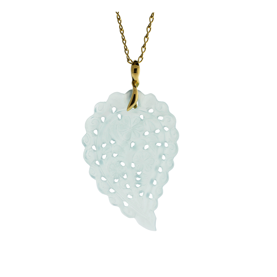 TAMARA COMOLLI-Large Carved Aqua Chalcedony India Pendant-YELLOW GOLD