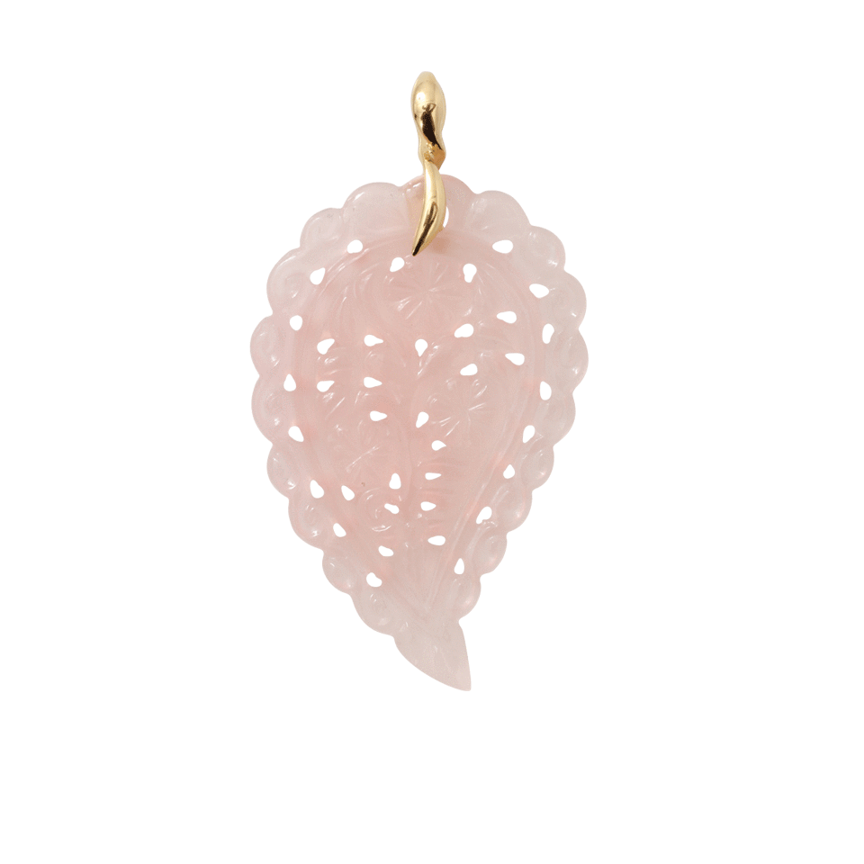 TAMARA COMOLLI-Large Carved Rose Chalcedony India Pendant-YELLOW GOLD