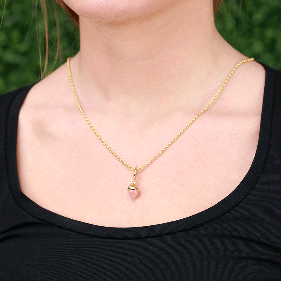 TAMARA COMOLLI-Pink Chalcedony Mikado Flamenco Pendant-YELLOW GOLD