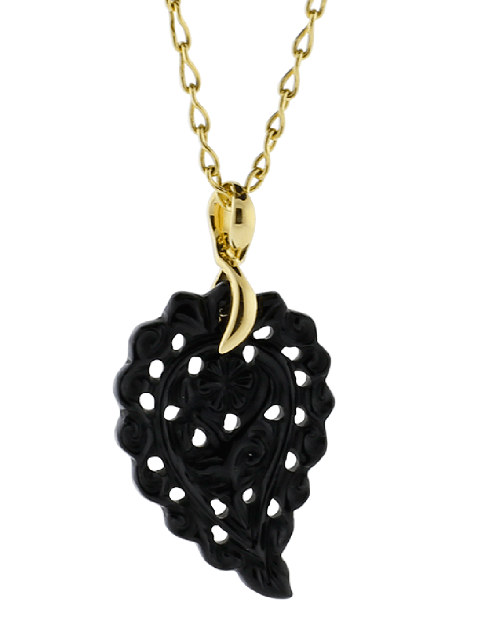 TAMARA COMOLLI-Small Black Onyx Carved India Pendant-YELLOW GOLD