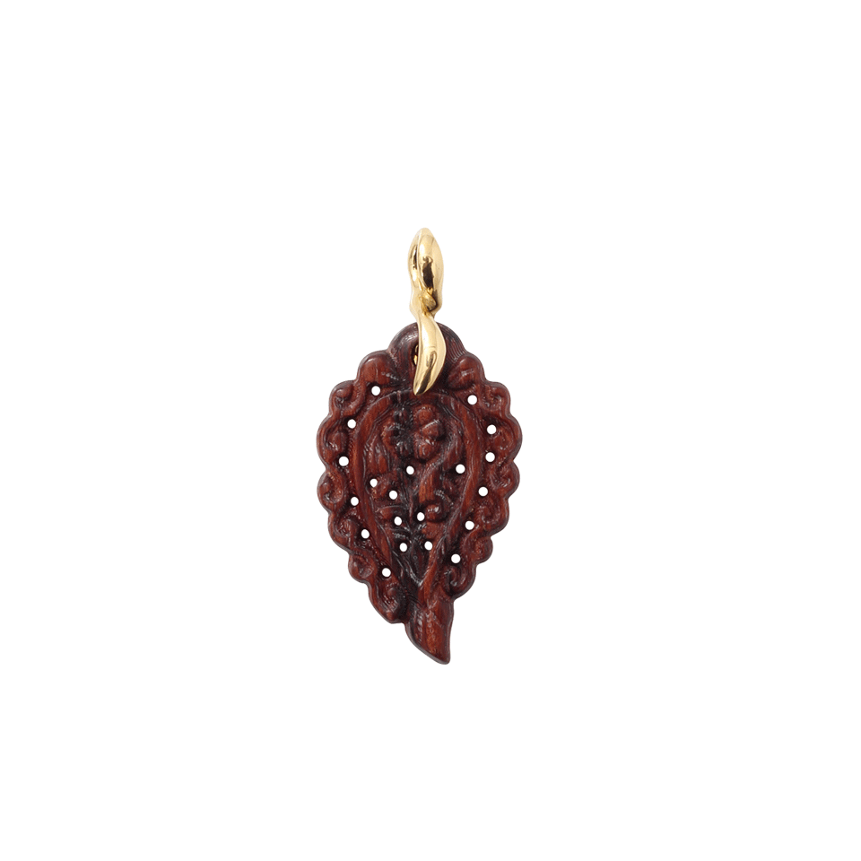 TAMARA COMOLLI-Small Carved Bubinga Wood India Pendant-YELLOW GOLD