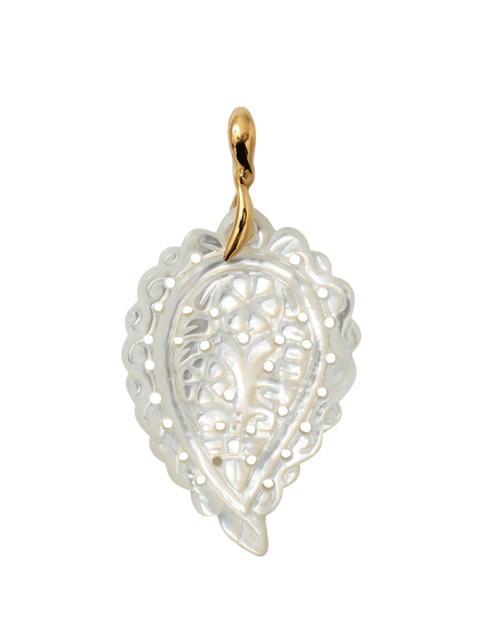 TAMARA COMOLLI-Small Carved Mother Of Pearl India Pendant-YELLOW GOLD