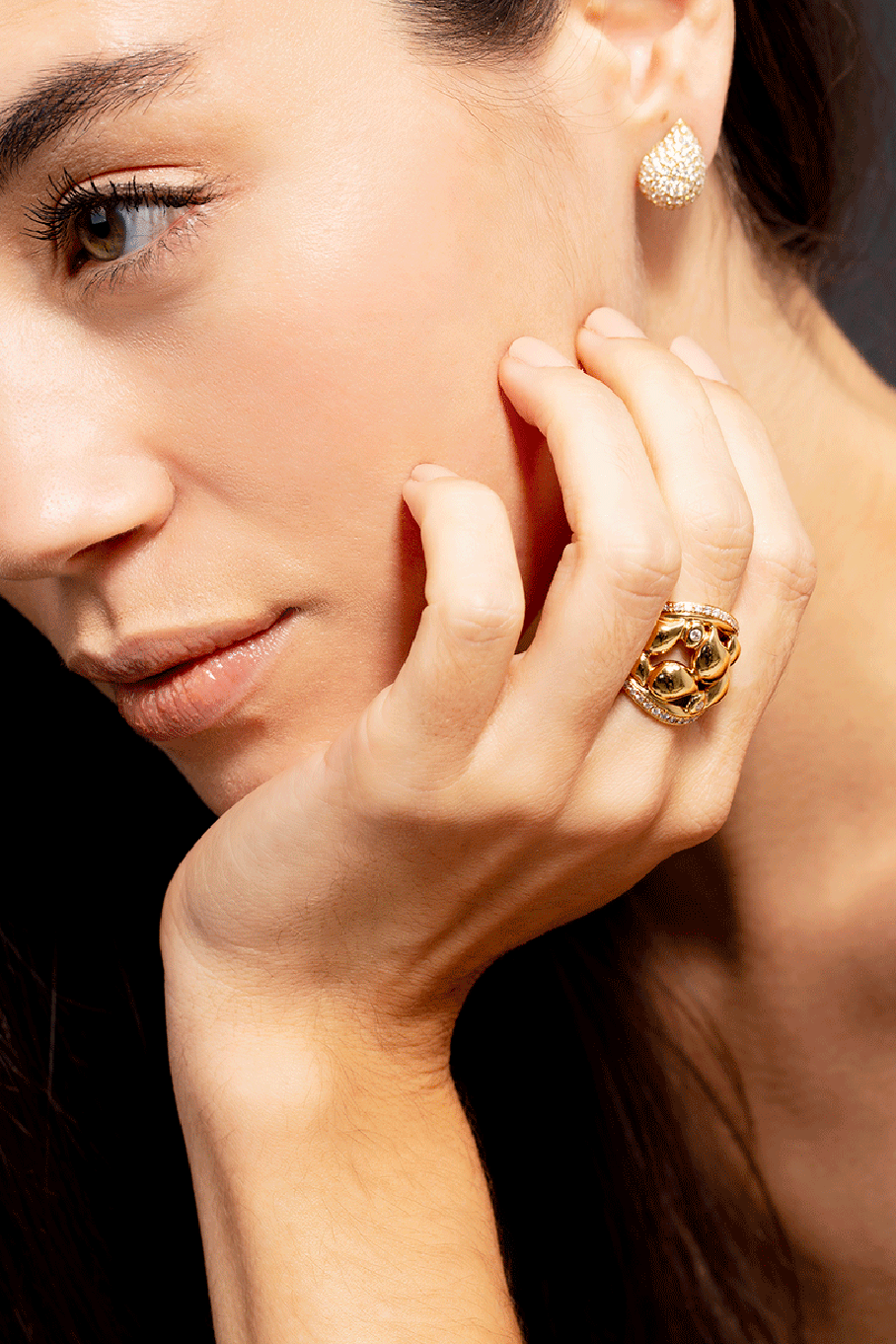 TAMARA COMOLLI-Medium Diamond Paveline Lace Ring-ROSE GOLD