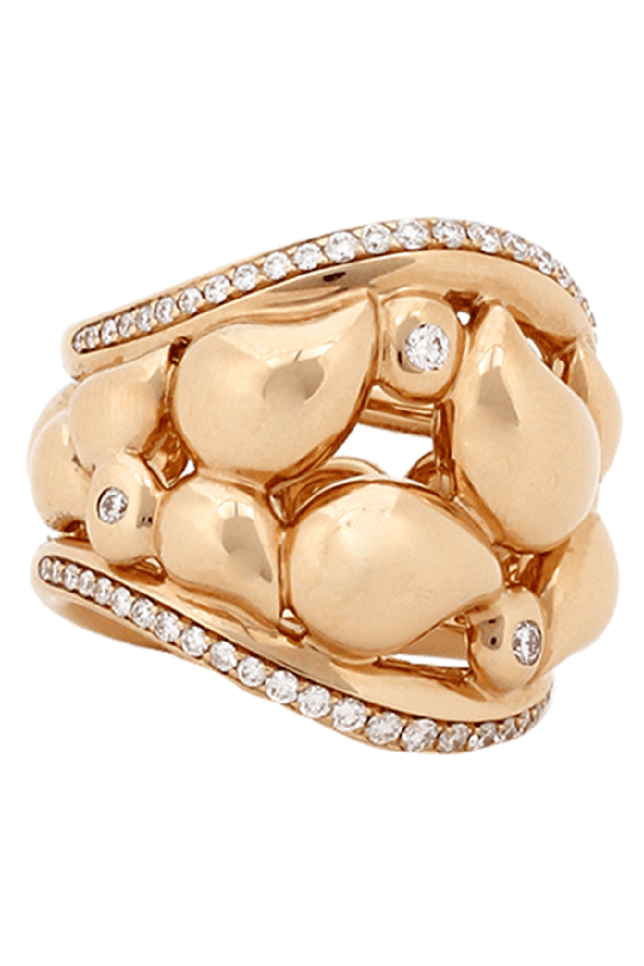 TAMARA COMOLLI-Medium Diamond Paveline Lace Ring-ROSE GOLD