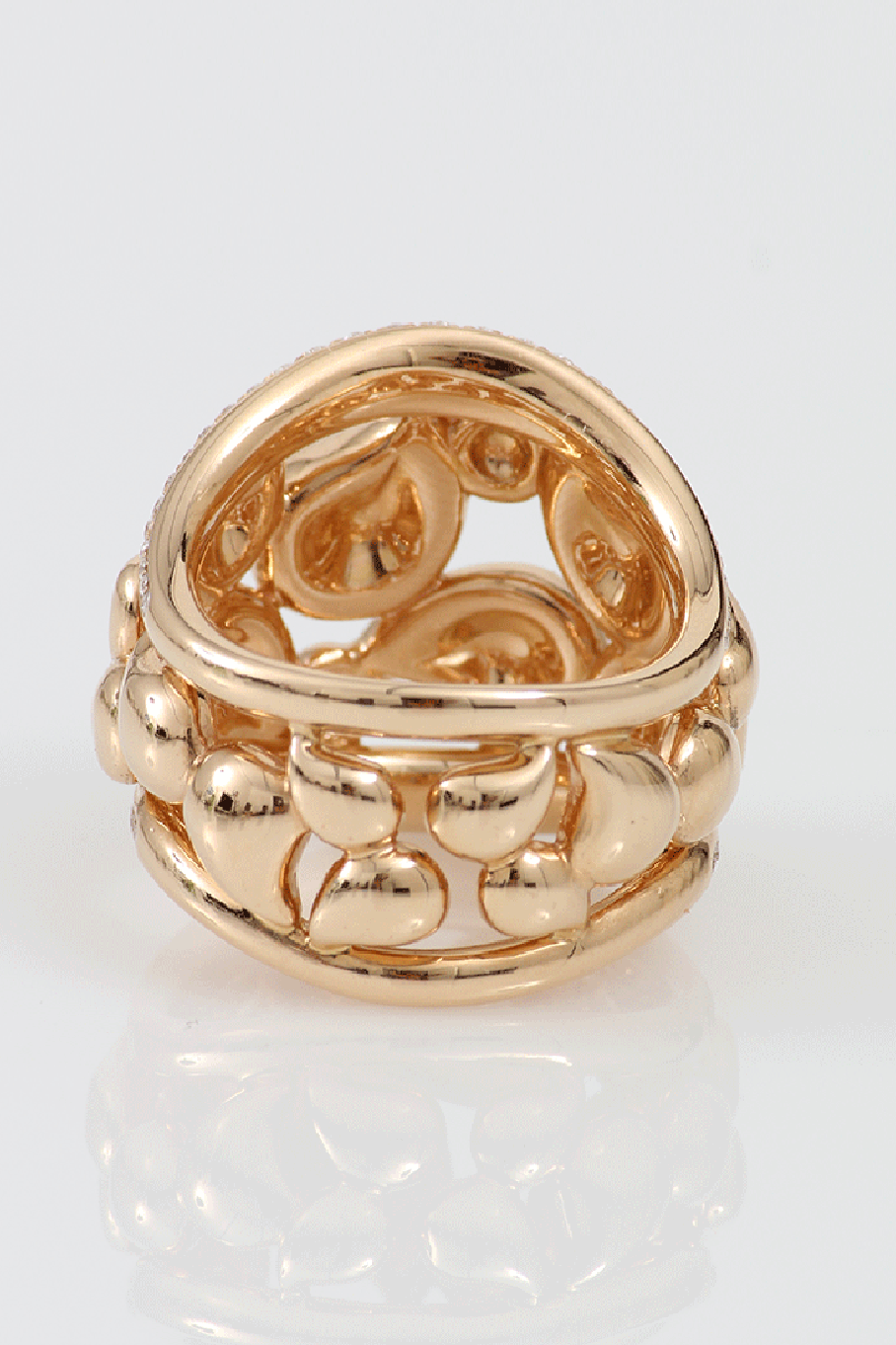 TAMARA COMOLLI-Medium Diamond Paveline Lace Ring-ROSE GOLD