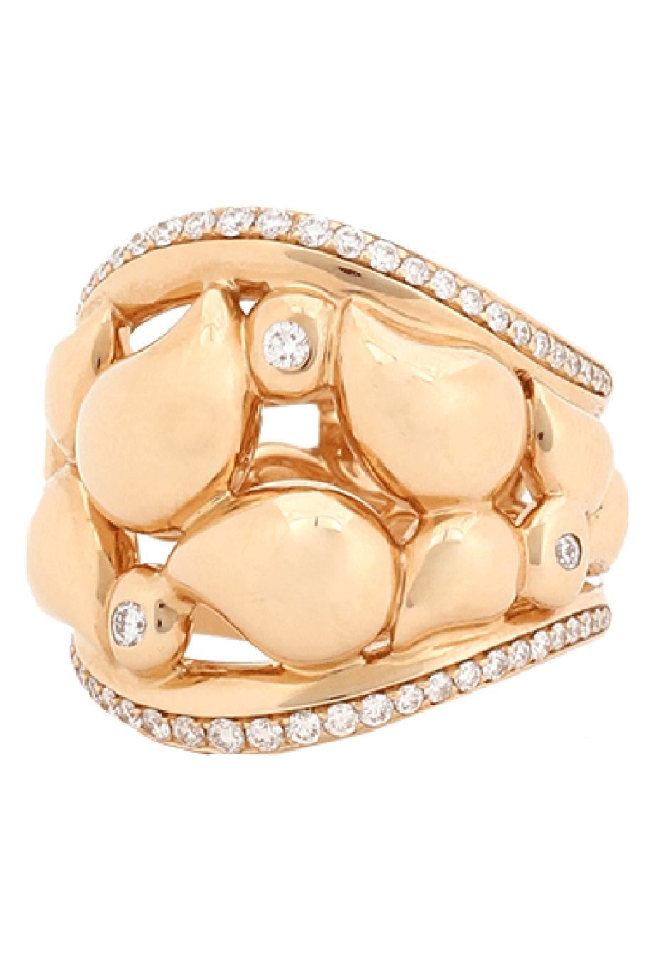 TAMARA COMOLLI-Medium Diamond Paveline Lace Ring-ROSE GOLD