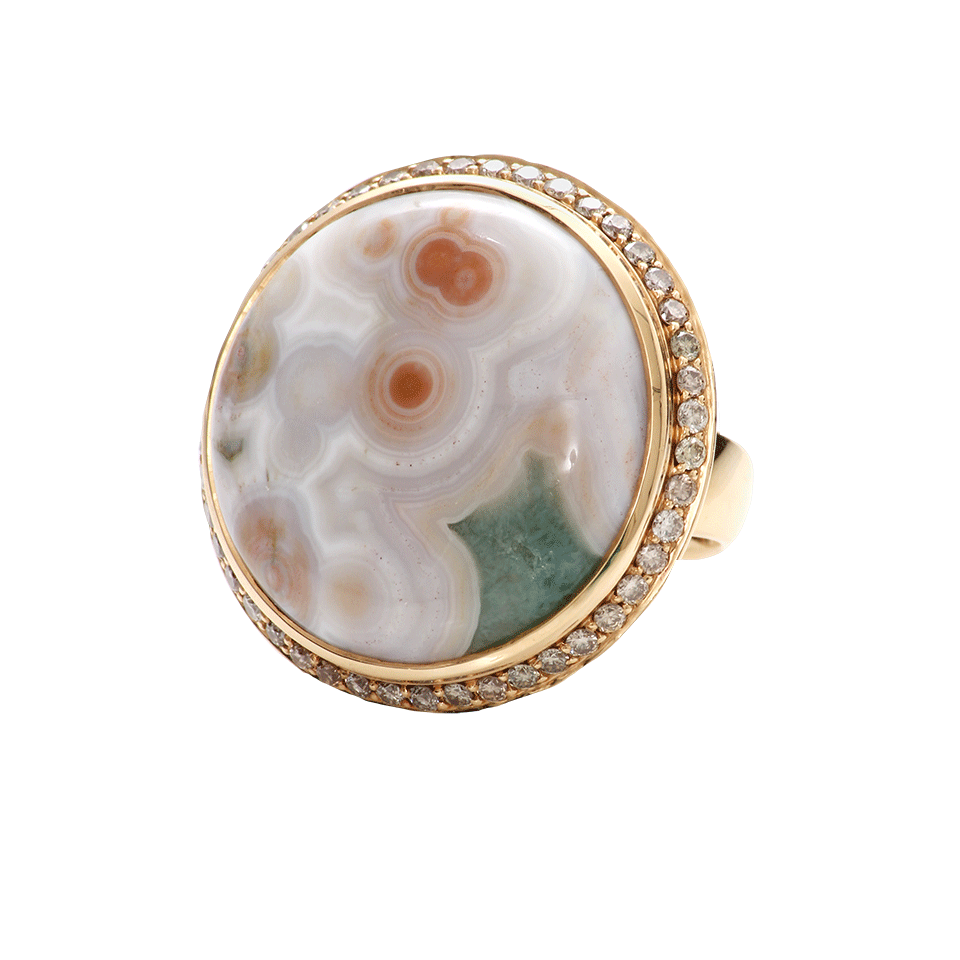 TAMARA COMOLLI-Large Ocean Jasper Cabochon Ring-ROSE GOLD