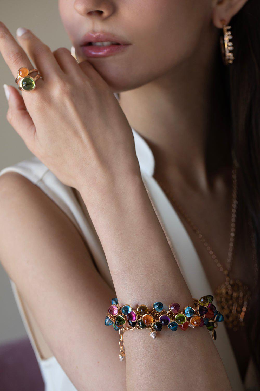 TAMARA COMOLLI-Large Bouton Ring - Peridot-ROSE GOLD