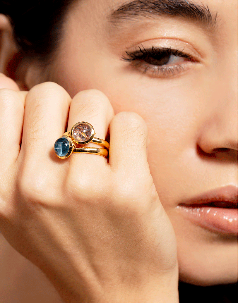 TAMARA COMOLLI-London Topaz Small Bouton Ring-ROSE GOLD