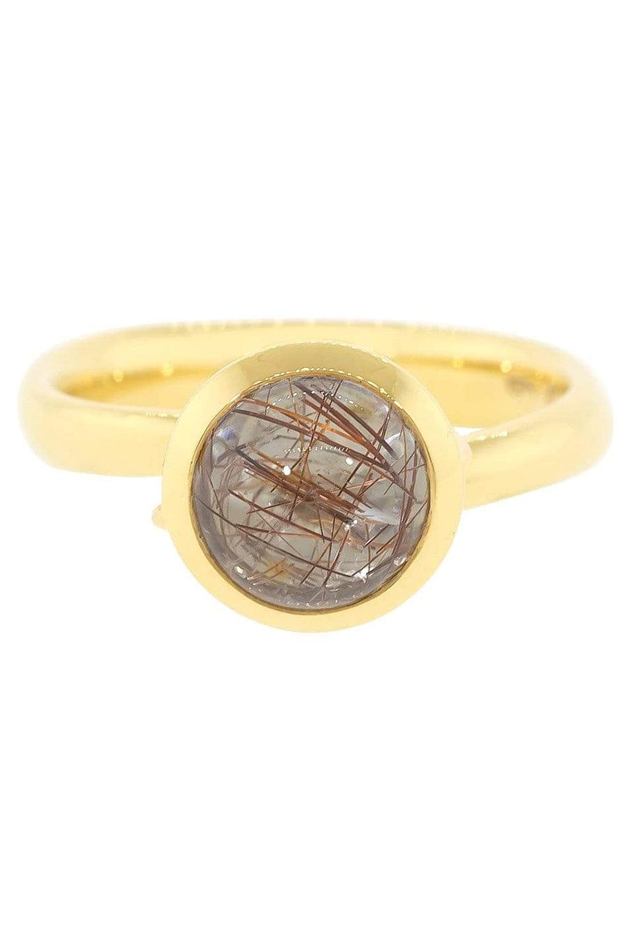 TAMARA COMOLLI-Rutilated Quartz Small Bouton Ring-ROSE GOLD