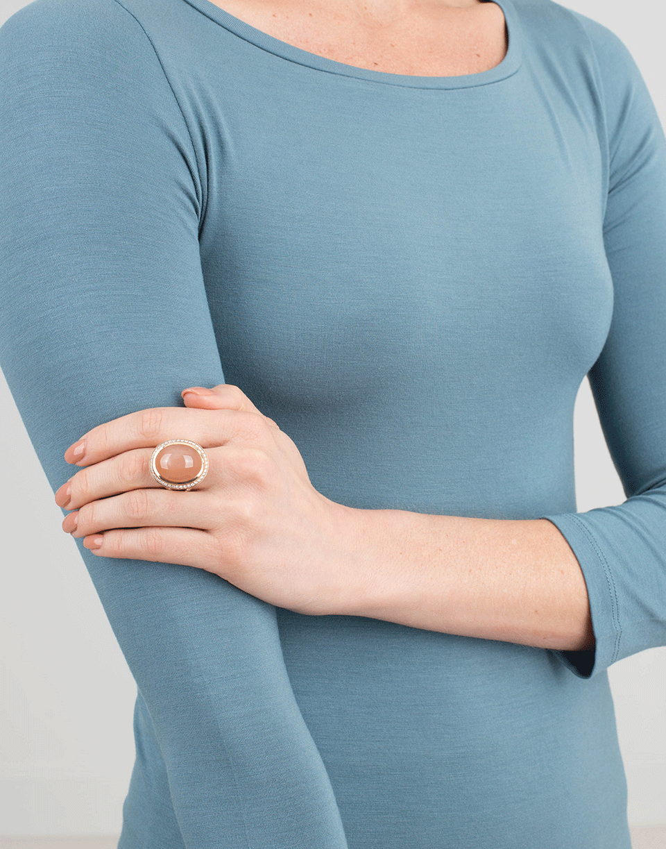 TAMARA COMOLLI-Small Brown Moonstone Cushion Ring-ROSE GOLD