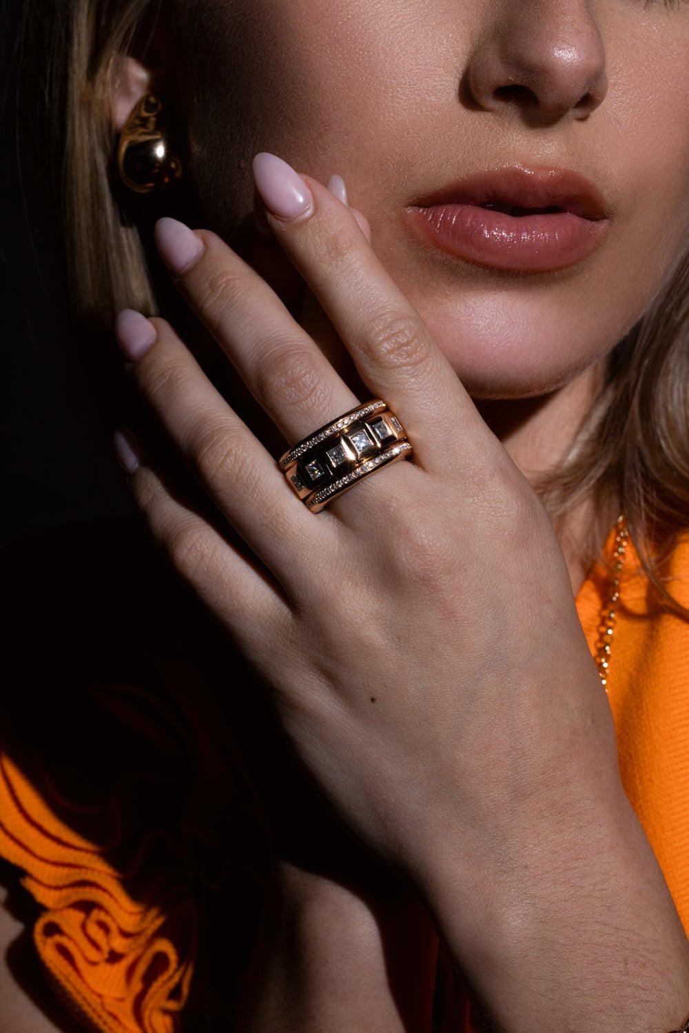 TAMARA COMOLLI-Princess Diamond Pave Ring - Rose Gold-ROSE GOLD