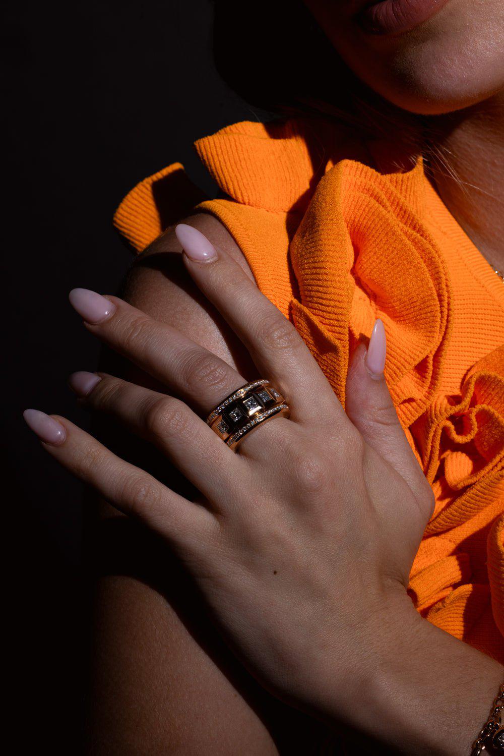 TAMARA COMOLLI-Princess Diamond Pave Ring - Rose Gold-ROSE GOLD