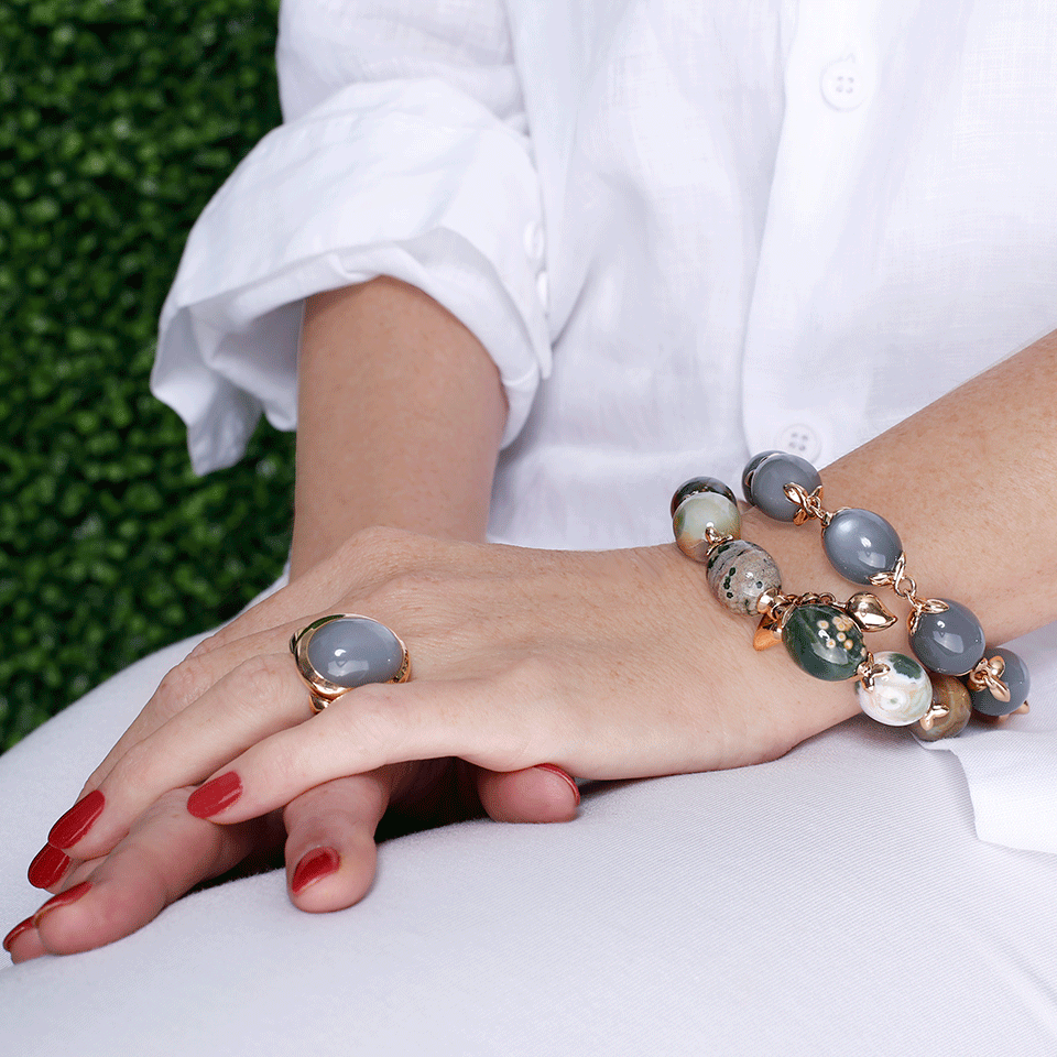TAMARA COMOLLI-Grey Moonstone Hippie Glam Ring-ROSE GOLD