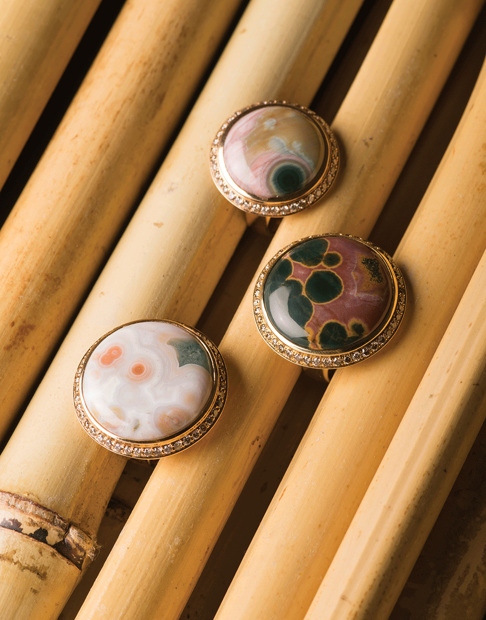 TAMARA COMOLLI-Small Ocean Jasper Pave Ring-ROSE GOLD