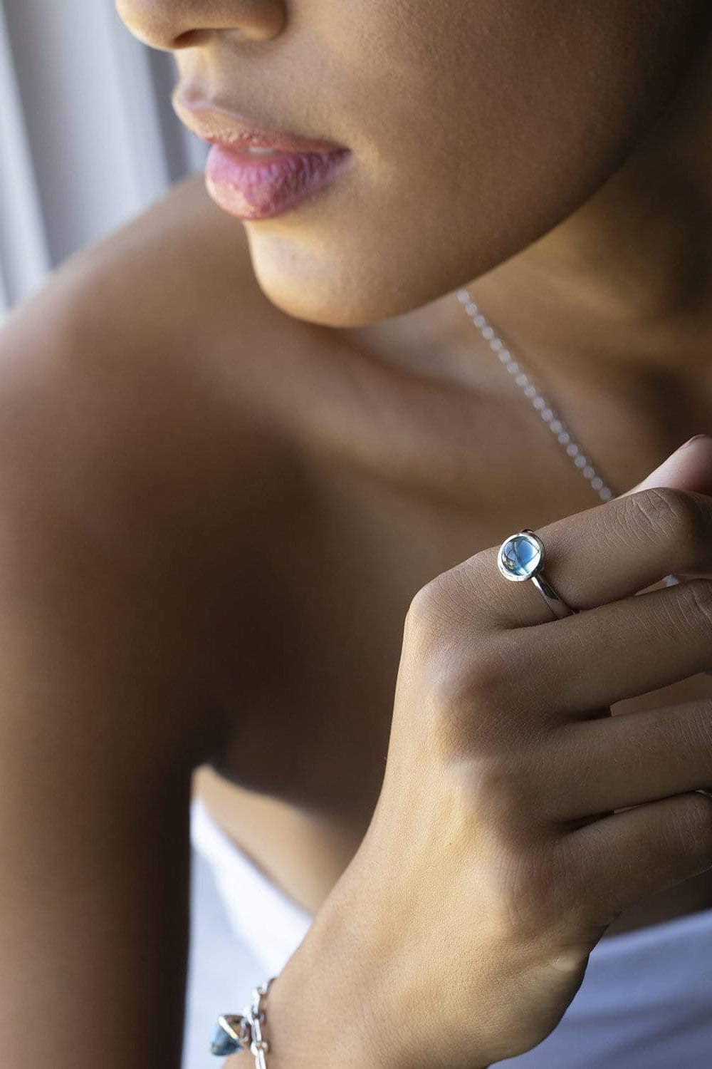TAMARA COMOLLI-Small Swiss Topaz Bouton Ring-WHITE GOLD