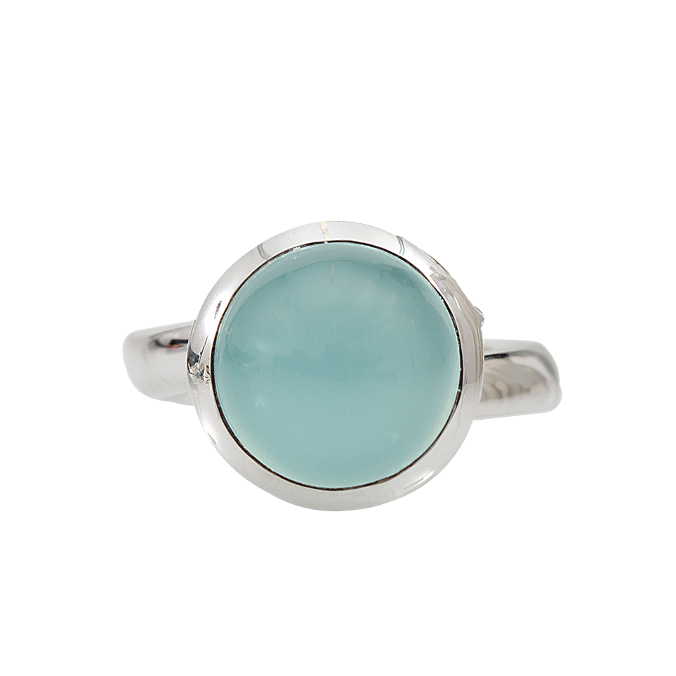 TAMARA COMOLLI-Aqua Chalcedony Large Bouton Ring-WHITE GOLD