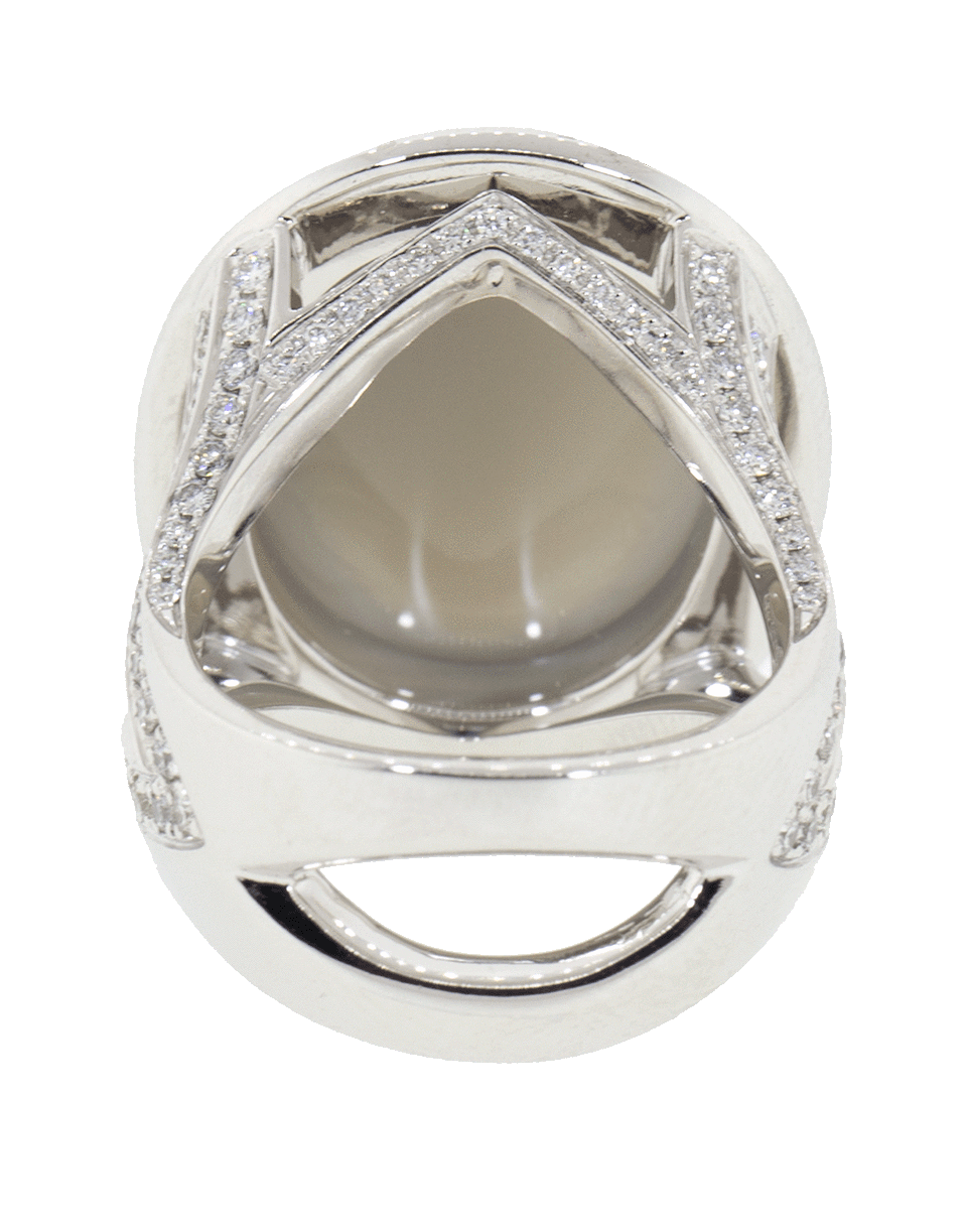 TAMARA COMOLLI-Grey Moonstone And Diamond Ring-WHITE GOLD