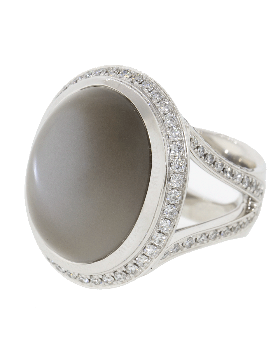 TAMARA COMOLLI-Grey Moonstone And Diamond Ring-WHITE GOLD