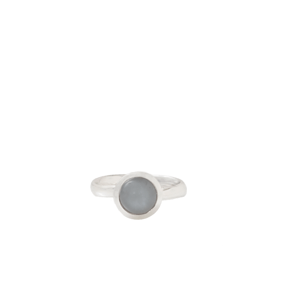 TAMARA COMOLLI-Grey Moonstone Small Bouton Ring-WHITE GOLD