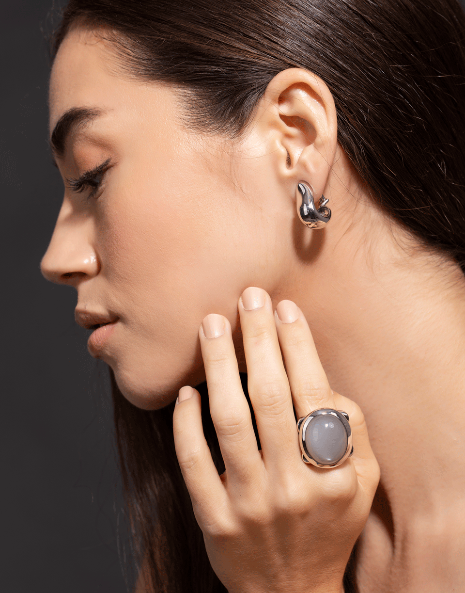 TAMARA COMOLLI-Large Grey Moonstone Hippie Glam Ring-WHITE GOLD
