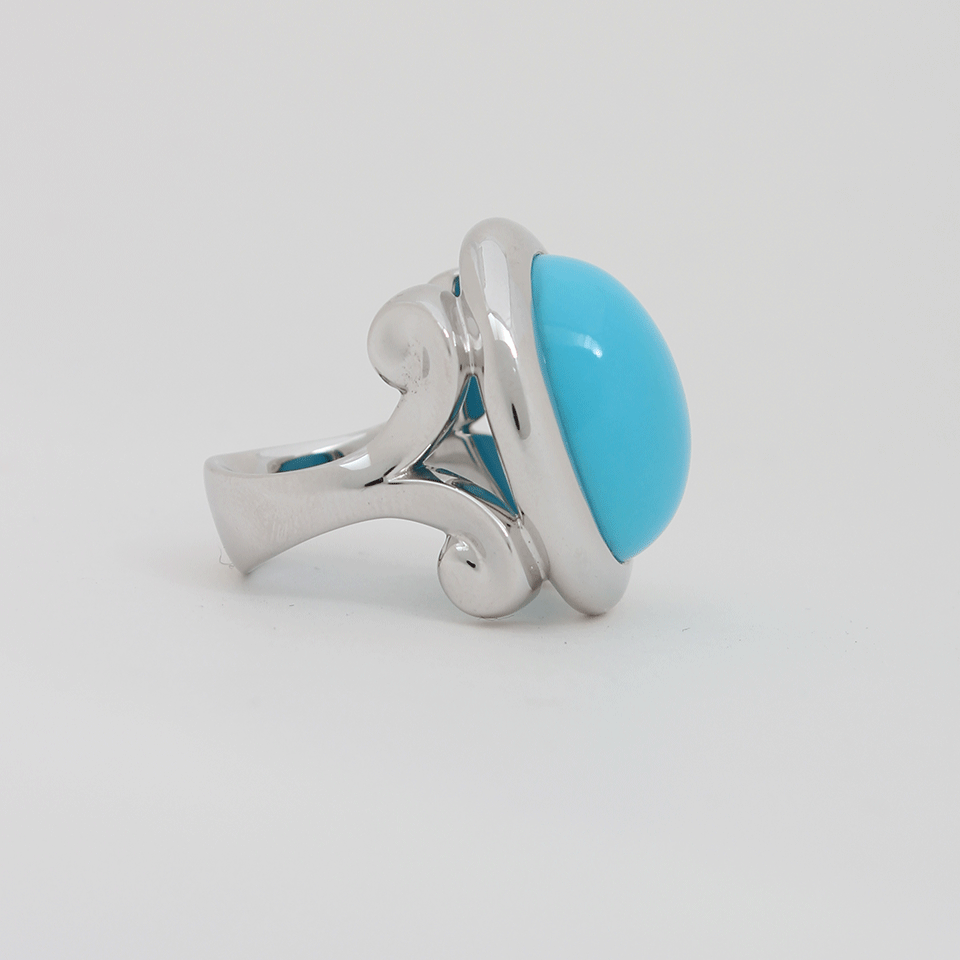 TAMARA COMOLLI-Large Turquoise Hippie Glam Ring-WHITE GOLD