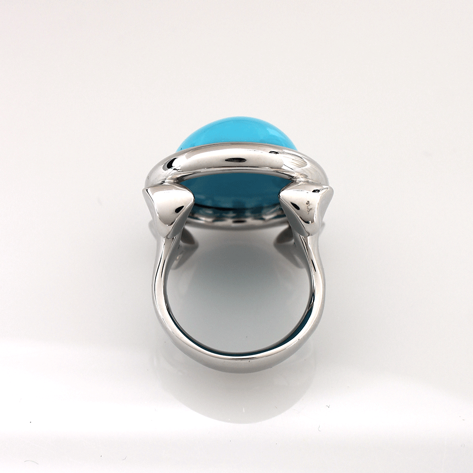 TAMARA COMOLLI-Large Turquoise Hippie Glam Ring-WHITE GOLD