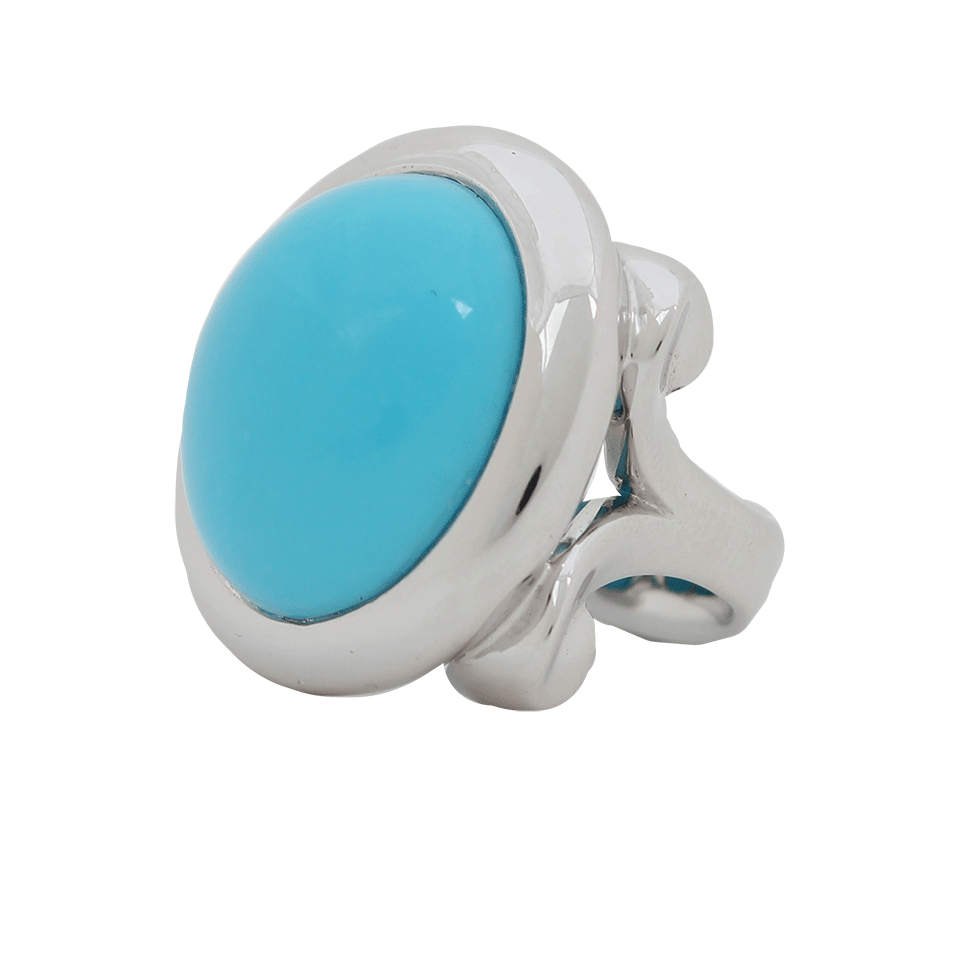 TAMARA COMOLLI-Large Turquoise Hippie Glam Ring-WHITE GOLD