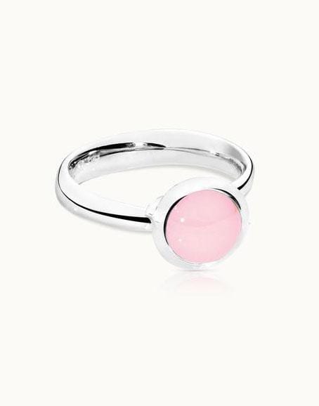 TAMARA COMOLLI-Small Pink Chalcedony Bouton Ring-WHITE GOLD