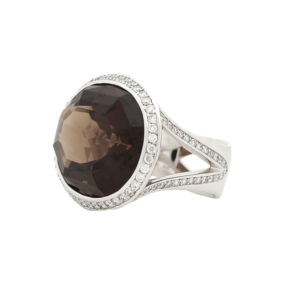 TAMARA COMOLLI-Smoky Quartz Cushion Ring-WHITE GOLD