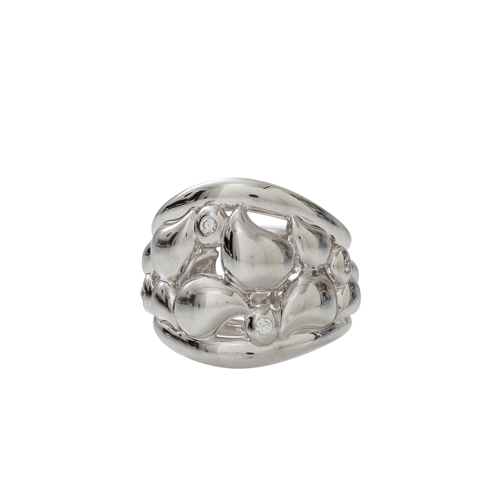 TAMARA COMOLLI-Large Lace Ring-WHITE GOLD