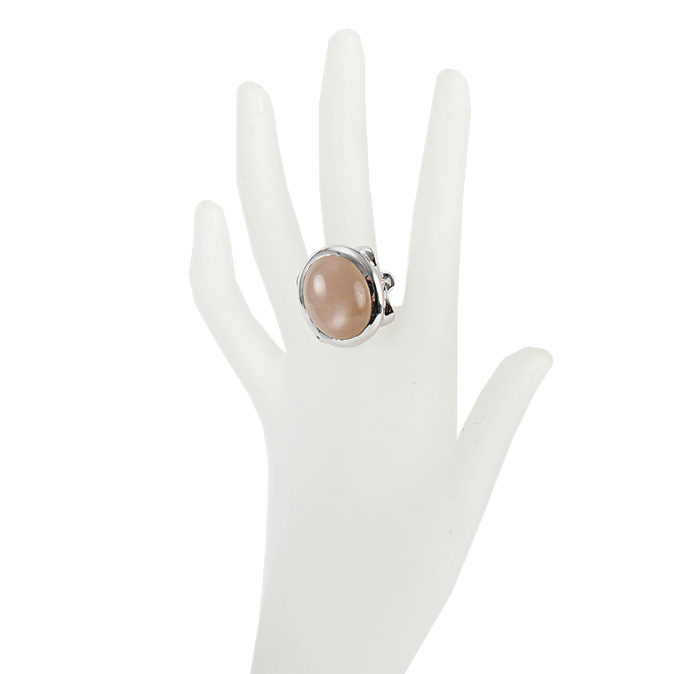 TAMARA COMOLLI-Large Talisman Chocolate Moonstone Cabochon Ring-WHT GOLD