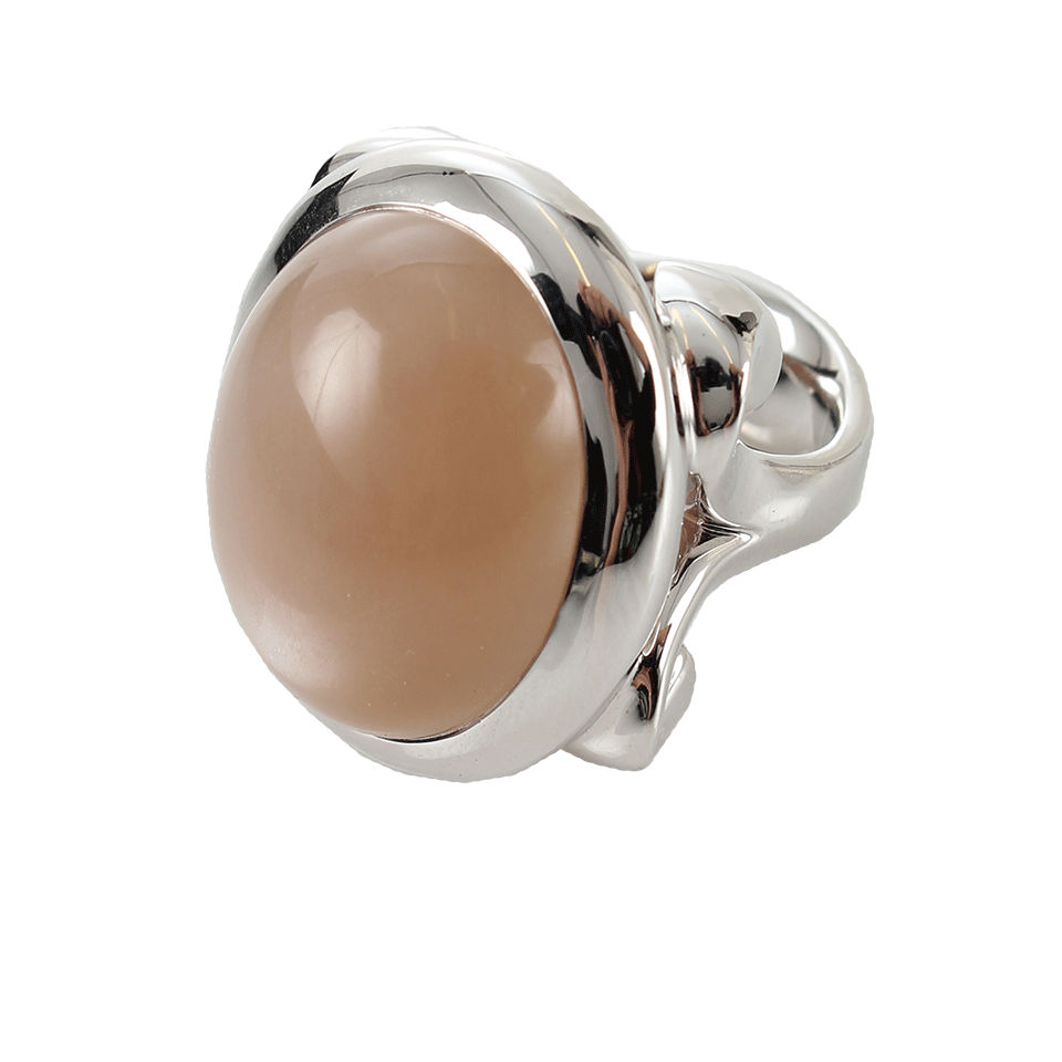 TAMARA COMOLLI-Large Talisman Chocolate Moonstone Cabochon Ring-WHT GOLD