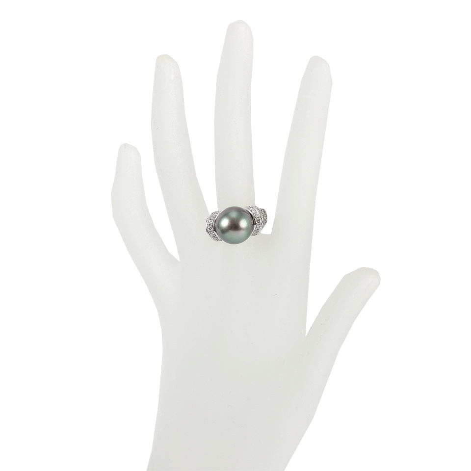 TAMARA COMOLLI-Solitaire Tahitian Pearl Ring-WHT GOLD