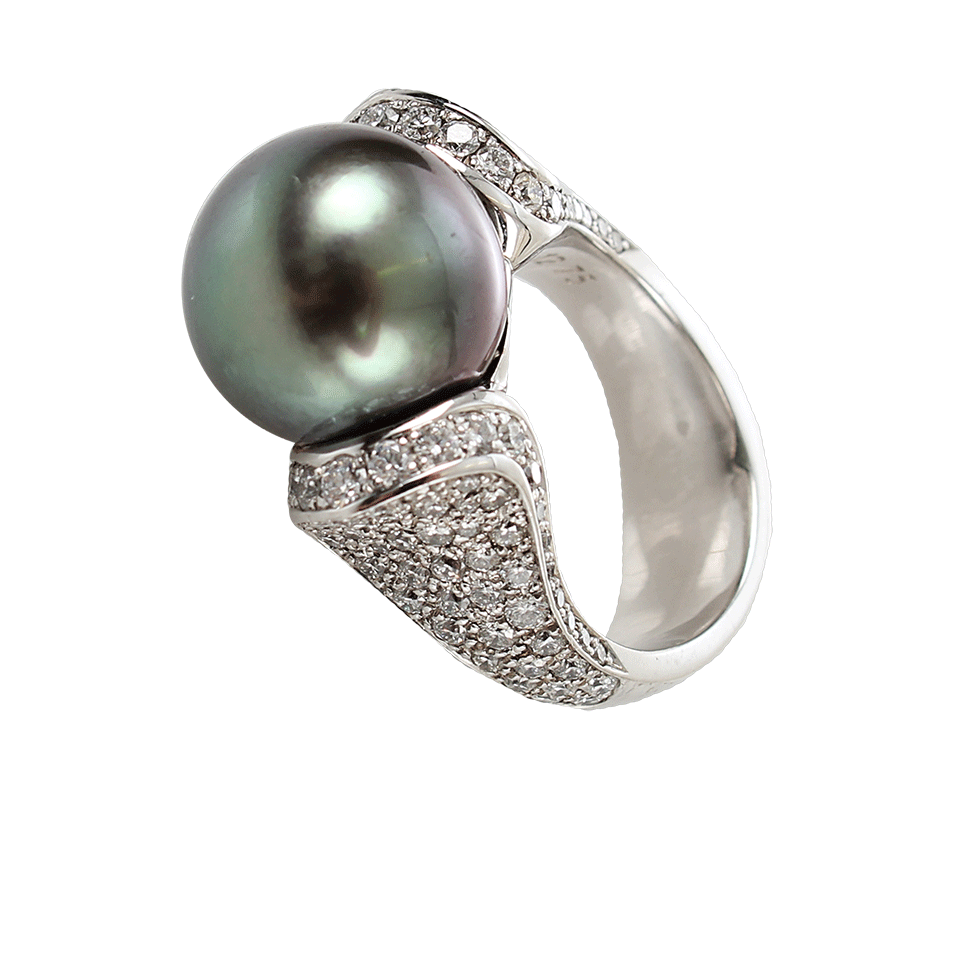 TAMARA COMOLLI-Solitaire Tahitian Pearl Ring-WHT GOLD