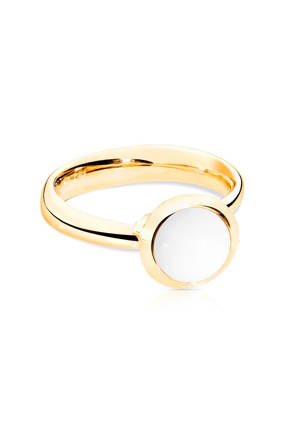 TAMARA COMOLLI-Small Bouton Cacholong Ring-YELLOW GOLD