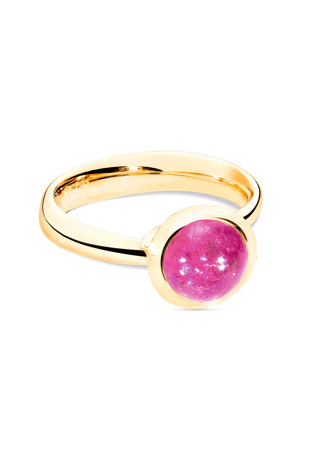 TAMARA COMOLLI-Small Rose Tourmaline Bouton Ring-YELLOW GOLD