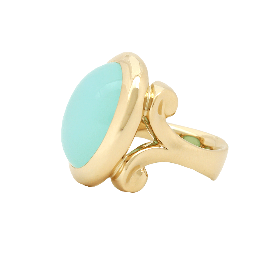 TAMARA COMOLLI-Aqua Chalcedony Small Hippie Glam Ring-YELLOW GOLD