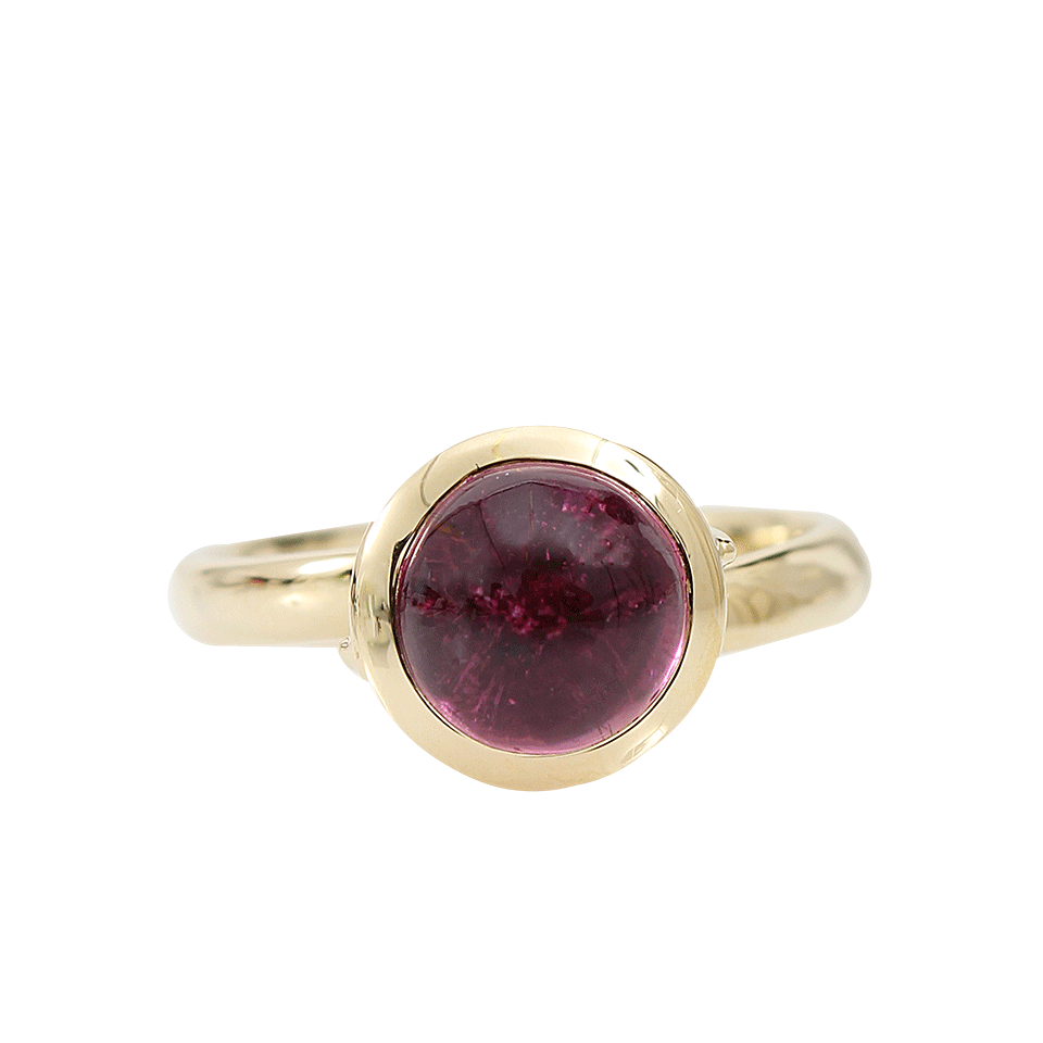 TAMARA COMOLLI-Pink Tourmaline Small Bouton Ring-YELLOW GOLD