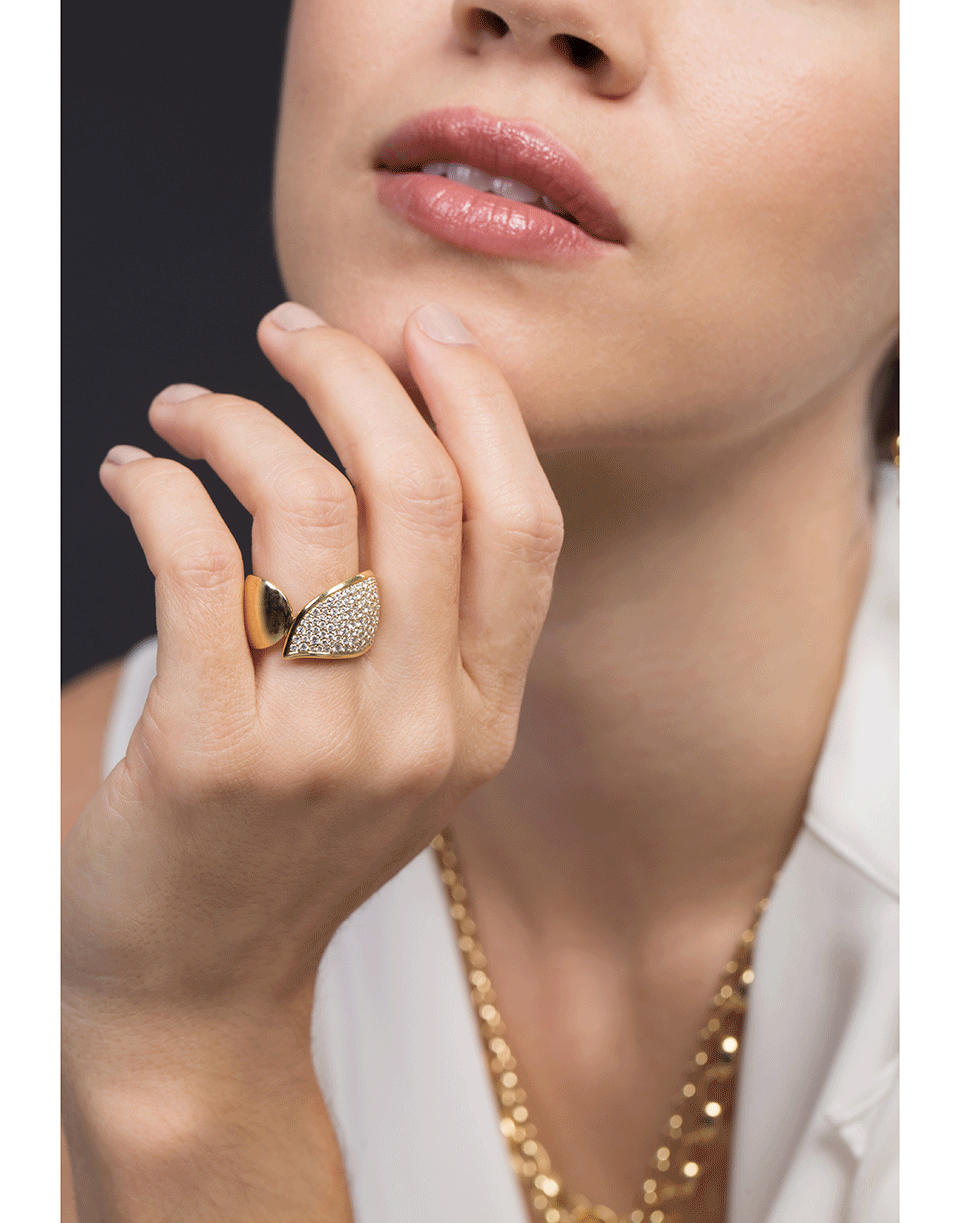 TAMARA COMOLLI-Large Pave Diamond Wave Ring-YELLOW GOLD