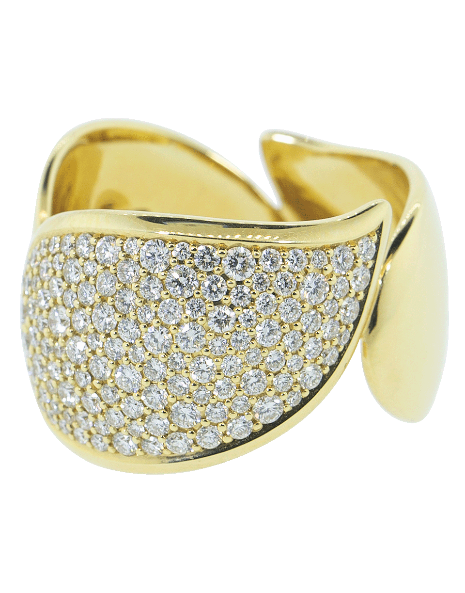 TAMARA COMOLLI-Large Pave Diamond Wave Ring-YELLOW GOLD